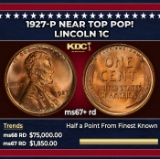 1927-p Lincoln Cent Near Top Pop! 1c ms67+ rd SEGS
