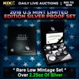 RARE 2018 United States Mint Limited Edition Silver Proof Set 8 coins, Over 2.25oz Of Silver low min