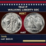 1942-p Walking Liberty Half Dollar 50c ms67 SEGS