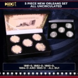 5x Coin New Orleans MORGAN Set 1881-o Through 1885-o ALL UNC, 5 Morgan Dollars