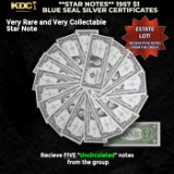 5x **STAR NOTES** 1957 $1 Blue Seal Silver Certificates Grades CU