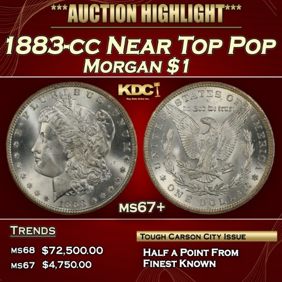 1883-cc Morgan Dollar Near Top Pop $1 ms67+ SEGS