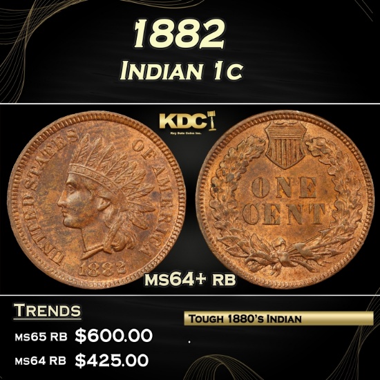 1882 Indian Cent 1c Grades ms64+ rb