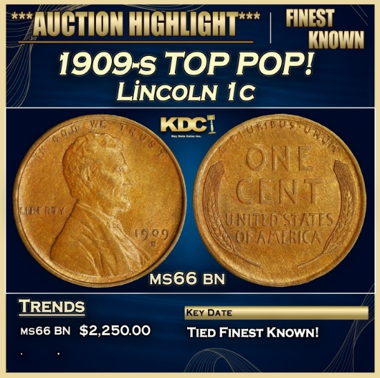 1909-s Lincoln Cent TOP POP! 1c ms66 bn SEGS