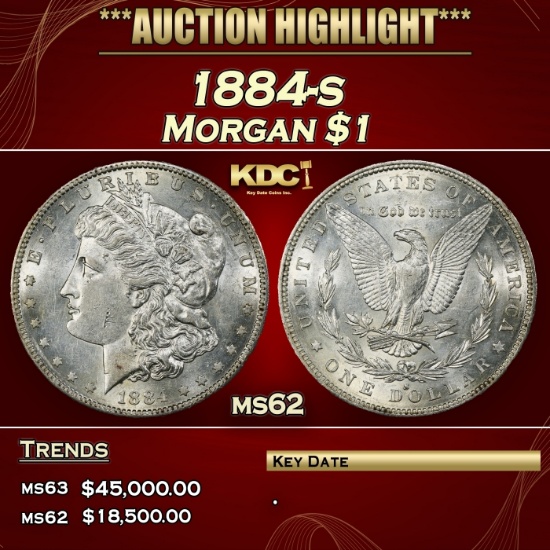 1884-s Morgan Dollar $1 ms62 USCG