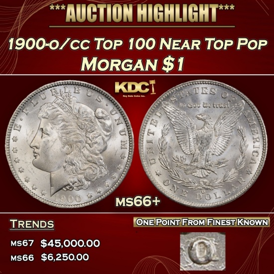 1900-o/cc Top 100 Morgan Dollar Near Top Pop $1 ms66+ SEGS