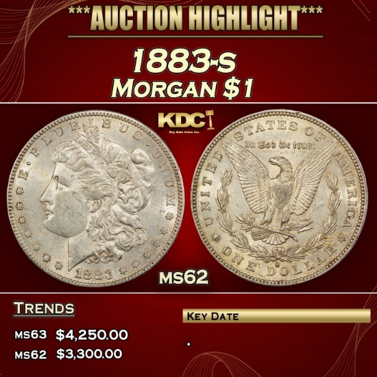 1883-s Morgan Dollar $1 ms62 USCG