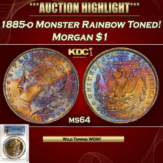 PCGS 1885-o Morgan Dollar Monster Rainbow Toned! $1 ms64 PCGS