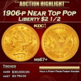 1906-p Gold Liberty Quarter Eagle Near Top Pop $2 1/2 ms67+ SEGS