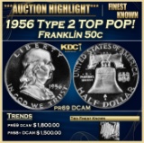 1956 Type 2 Proof Franklin Half Dollar TOP POP! 50c pr69 DCAM SEGS