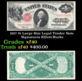 1917 $1 Large Size Legal Tender Note Grades xf Signatures Elliott/Burke