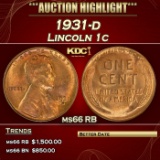 1931-d Lincoln Cent 1c ms66 RB SEGS