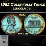 PCGS 1962 Proof Lincoln Cent Colorfully Toned 1c pr67 bn PCGS