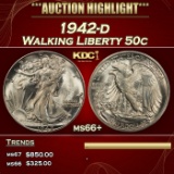 1942-d Walking Liberty Half Dollar 50c ms66+ SEGS