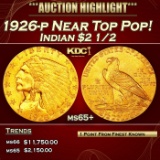 1926-p Gold Indian Quarter Eagle Near Top Pop! $2 1/2 ms65+ SEGS