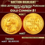 1903 Jefferson Louisiana Purchase Gold Commem Dollar Near Top Pop! 1 ms67 SEGS