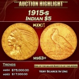 1915-s Gold Indian Half Eagle $5 ms63+ USCG