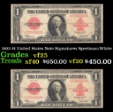 1923 $1 United States Note Grades vf+ Signatures Speelman/White