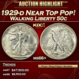 1929-d Walking Liberty Half Dollar Near Top Pop! 50c ms66+ SEGS