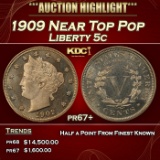 1909 Proof Liberty Nickel Near Top Pop 5c pr67+ SEGS