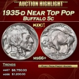 1935-d Buffalo Nickel Near Top Pop 5c ms66+ SEGS
