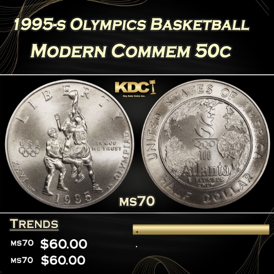 1995-s Olympics Basketball Modern Commem Half Dollar 50c ms70 SEGS