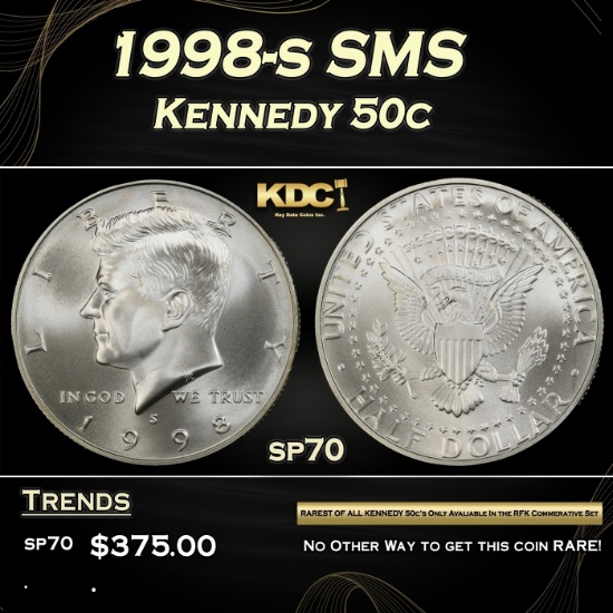 1998-s SMS Kennedy Half Dollar 50c sp70 SEGS