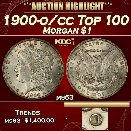 1900-o/cc Top 100 Morgan Dollar $1 ms63 USCG