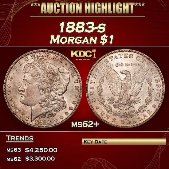 1883-s Morgan Dollar $1 ms62+ USCG