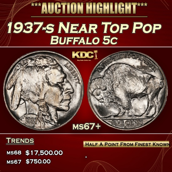 1937-s Buffalo Nickel Near Top Pop 5c ms67+ SEGS