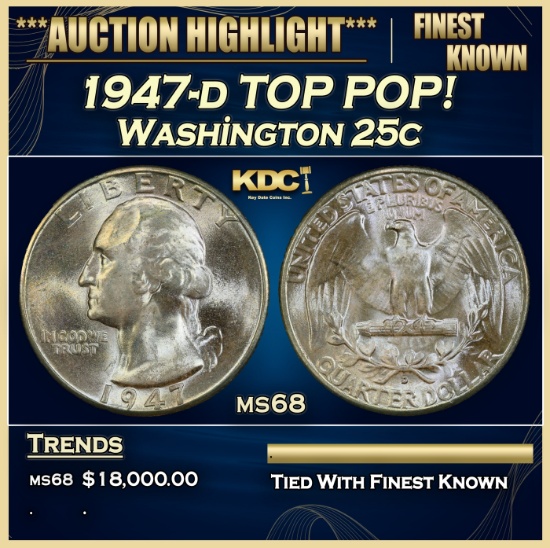 1947-d Washington Quarter TOP POP! 25c ms68 SEGS