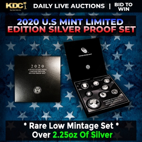 RARE 2020 United States Mint Limited Edition Silver Proof Set 8 coins, Over 2.25oz Of Silver low min