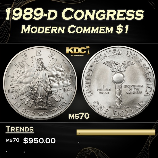 1989-d Congress Modern Commem Dollar $1 ms70 SEGS