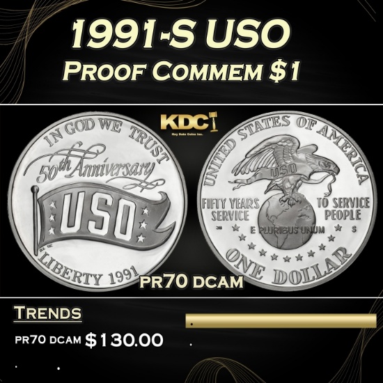 1991-S USO Proof Modern Commem Dollar $1 pr70 dcam SEGS