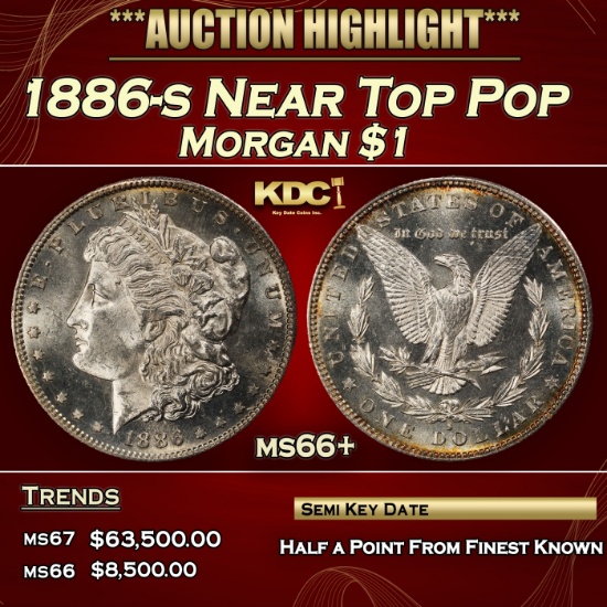 1886-s Morgan Dollar Near Top Pop $1 ms66+ SEGS