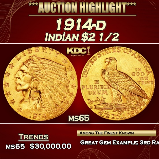 1914-d Gold Indian Quarter Eagle $2 1/2 ms65 SEGS