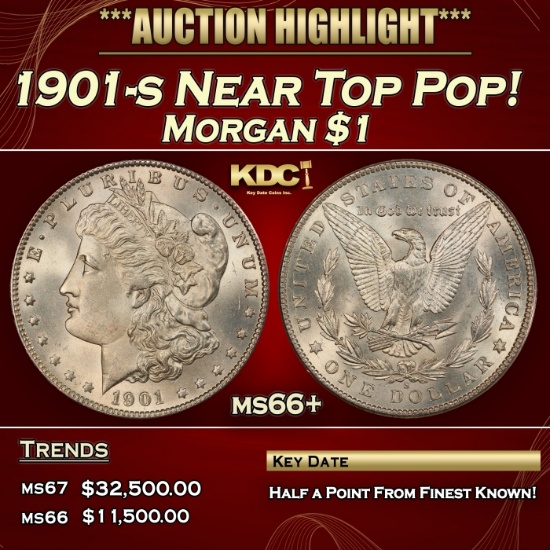 1901-s Morgan Dollar Near Top Pop! $1 ms66+ SEGS