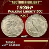 1936-p Walking Liberty Half Dollar 50c ms67 SEGS