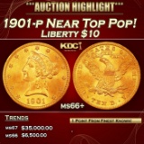 1901-p Gold Liberty Eagle Near Top Pop! $10 ms66+ SEGS