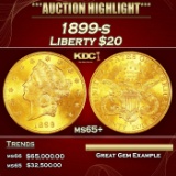 1899-s Gold Liberty Double Eagle $20 ms65+ SEGS