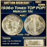 1936-d Mercury Dime Toned TOP POP! 10c ms68+ FSB SEGS