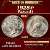 1928-p Peace Dollar $1 ms65 SEGS