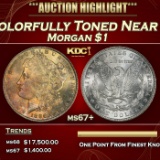1886-p Morgan Dollar Colorfully Toned Near Top Pop $1 ms67+ SEGS