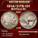 1914/3 Buffalo Nickel FS-101 5c au58 SEGS