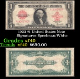 1923 $1 United States Note Grades xf Signatures Speelman/White