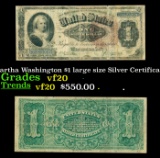 1886 $1 large size Silver Certificate Martha Washington Grades vf, very fine FR-219
