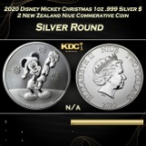 2020 Disney Mickey Christmas 1oz .999 Silver $2 New Zealand Niue Commerative Coin Grades Ungraded