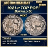 1921-p Buffalo Nickel TOP POP! 5c ms68 SEGS