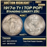 1917-d Ty I Standing Liberty Quarter TOP POP! 25c ms67+ SEGS
