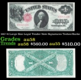 1917 $1 Large Size Legal Tender Note Grades au58 Signatures Teehee/Burke